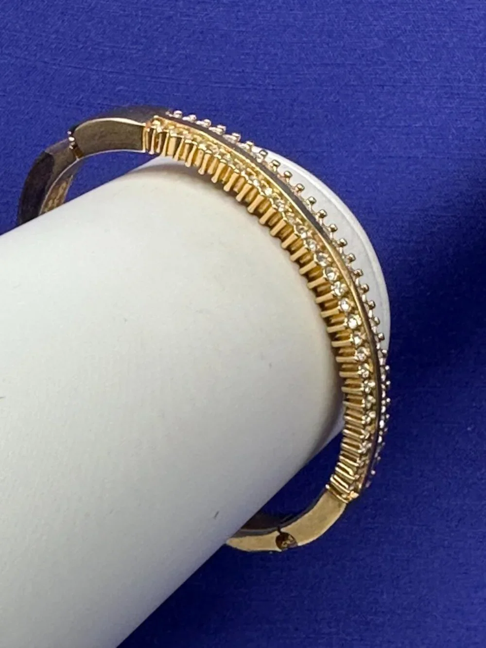 VTG Roman Gold-Tone Crystal Hinged Bracelet